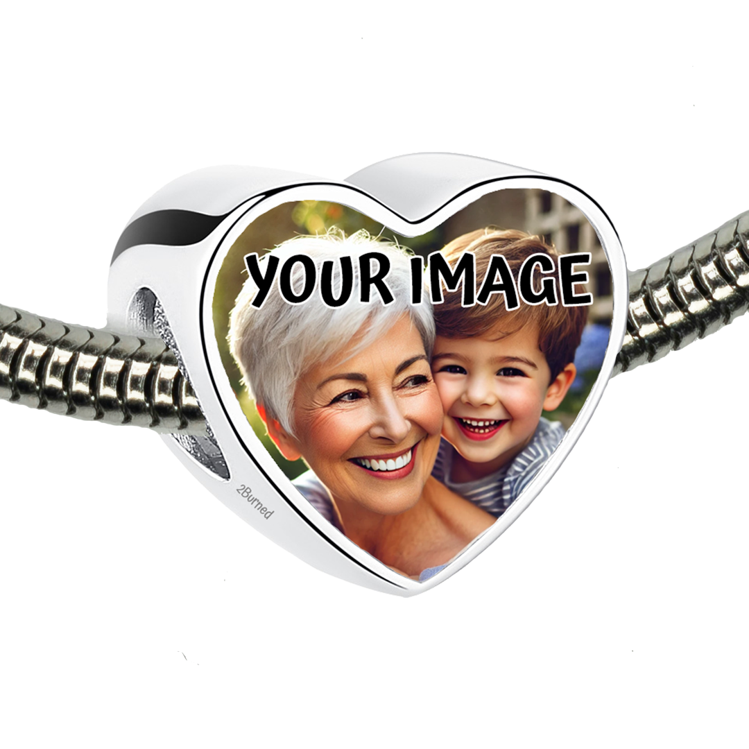 Custom Love Heart Photo Charm Stainless Steel